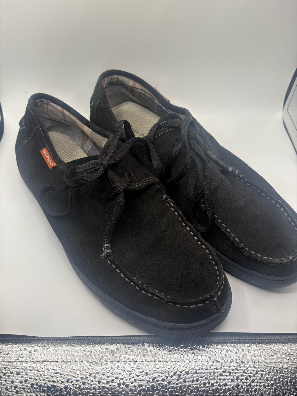 Hush Puppies Black Suede Lace-Up Moccasin 9.5